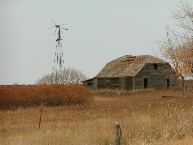 old barn and windmill